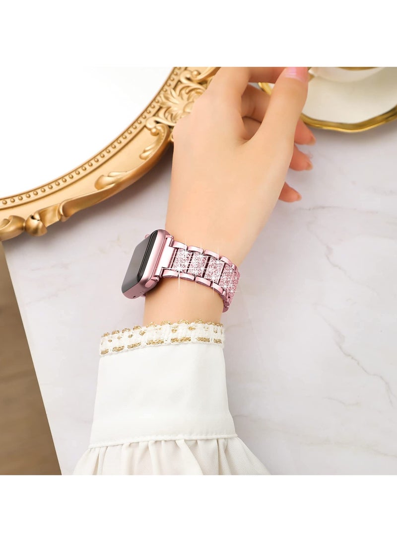 RTYY Bling Watch Bands Compatible with Apple Watch Series Band 42mm/41mm/40mm/38mm Iwatch Series 10/9/8/7/6/SE/5/4/3/2/1, Women Metal Rhinestone Dressy Replacement Wristband，Women's metal apple watch strap - Image 3