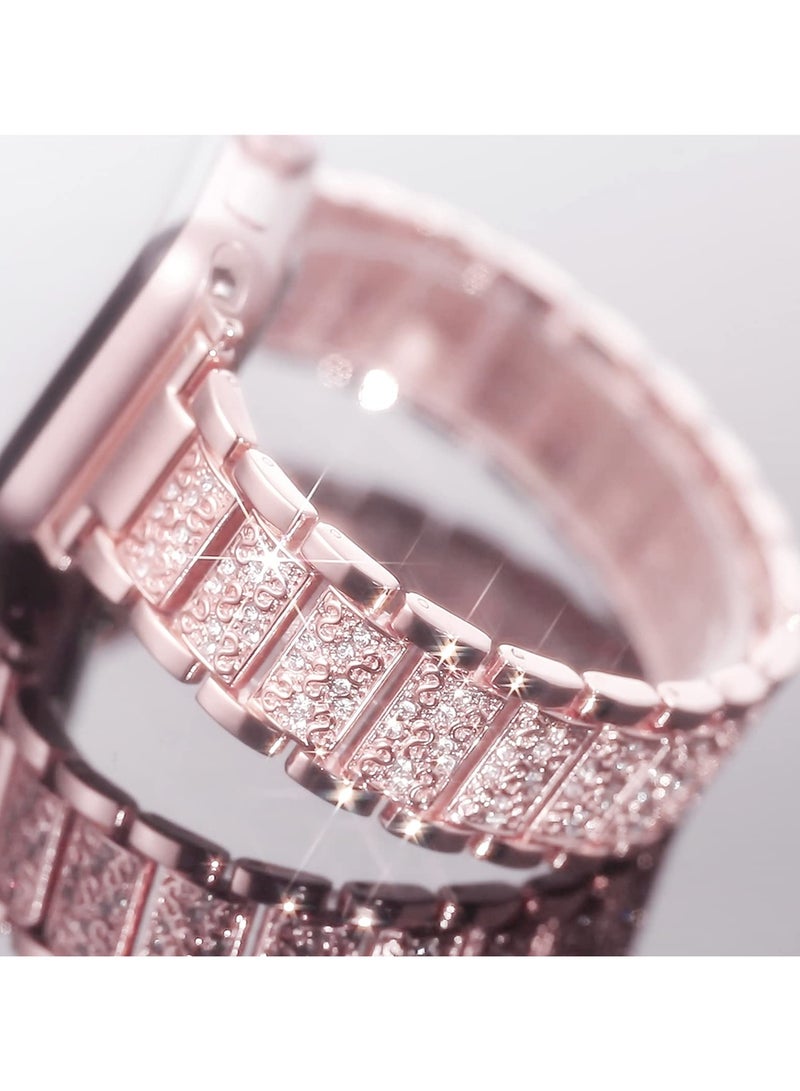 RTYY Bling Watch Bands Compatible with Apple Watch Series Band 42mm/41mm/40mm/38mm Iwatch Series 10/9/8/7/6/SE/5/4/3/2/1, Women Metal Rhinestone Dressy Replacement Wristband，Women's metal apple watch strap - Image 4