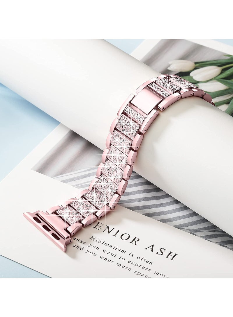 RTYY Bling Watch Bands Compatible with Apple Watch Series Band 42mm/41mm/40mm/38mm Iwatch Series 10/9/8/7/6/SE/5/4/3/2/1, Women Metal Rhinestone Dressy Replacement Wristband，Women's metal apple watch strap - Image 2