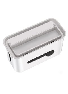 Excefore Cable Management Box, Cord Organizer Box, Large and Medium Size Cord Box, Cord Hider Box with The Groove to Store The Chargers and Cable to Hide Surge Protector Cover on Desk or Floor (White)  - Image 1