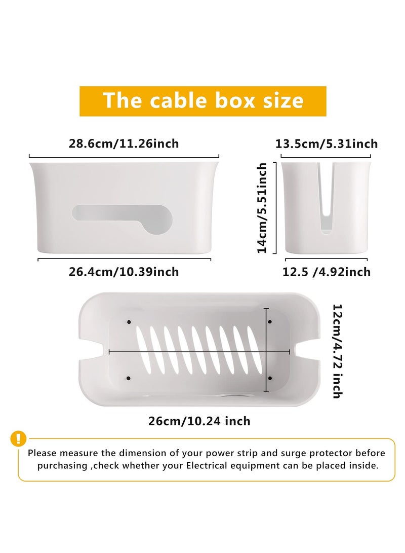 Excefore Cable Management Box, Cord Organizer Box, Large and Medium Size Cord Box, Cord Hider Box with The Groove to Store The Chargers and Cable to Hide Surge Protector Cover on Desk or Floor (White) - Image 3