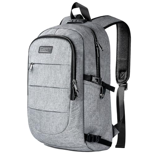 Tzowla Travel Laptop Backpack Water Resistant Anti-Theft Bag with Giant Tumbler Holder Pocket and Lock 15.6 Inch Computer Business Backpacks for Women Men Work College Gift,Casual Daypack(Grey) - Image 1