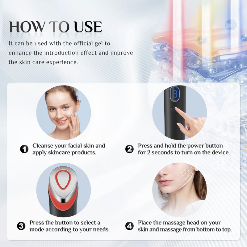 PleySyncz 7-in-1 Face Massager Tool with 7 Light,Therapy for Face,Neck,Body,Wrinkle Reduction Device with Enhanced Absorption - Image 5