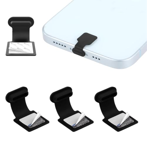MAK Type C Charging Port Dust Protection Caps, USB C Anti-Lost Dust Plugs Silicone Protectors Type C Plug Covers with Removable Adhesive Compatible with Mobile, Laptop (Black- 3Pc) - Image 1