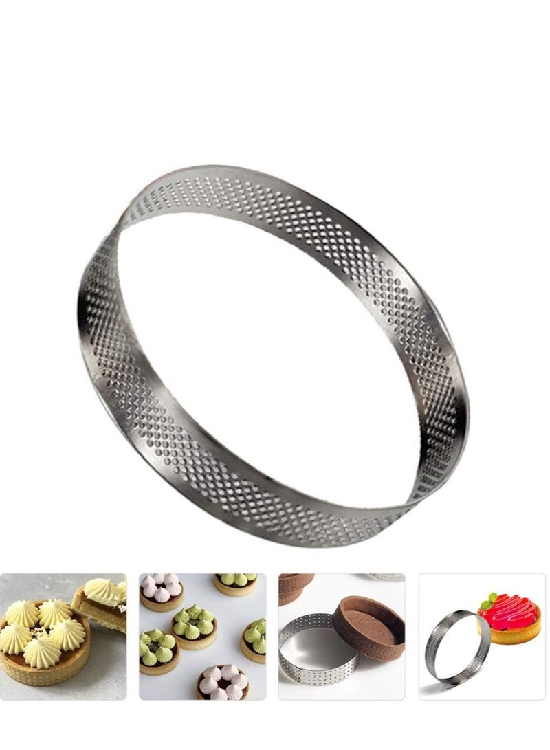 KASTWAVE Circular Tart Ring Stainless Steel Nonstick Round Cake Rings Perforated Cake Mousse Ring Circular Cookies Cutter Pastry Tool - Image 1