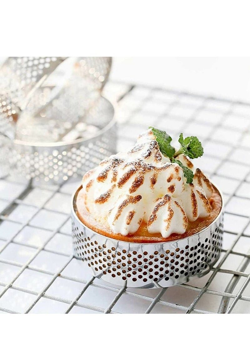 KASTWAVE Circular Tart Ring Stainless Steel Nonstick Round Cake Rings Perforated Cake Mousse Ring Circular Cookies Cutter Pastry Tool - Image 3