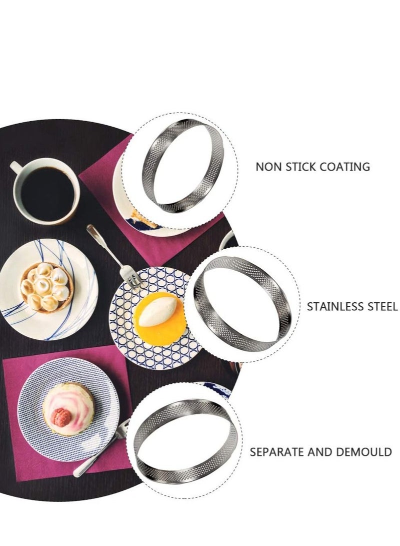 KASTWAVE Circular Tart Ring Stainless Steel Nonstick Round Cake Rings Perforated Cake Mousse Ring Circular Cookies Cutter Pastry Tool - Image 4