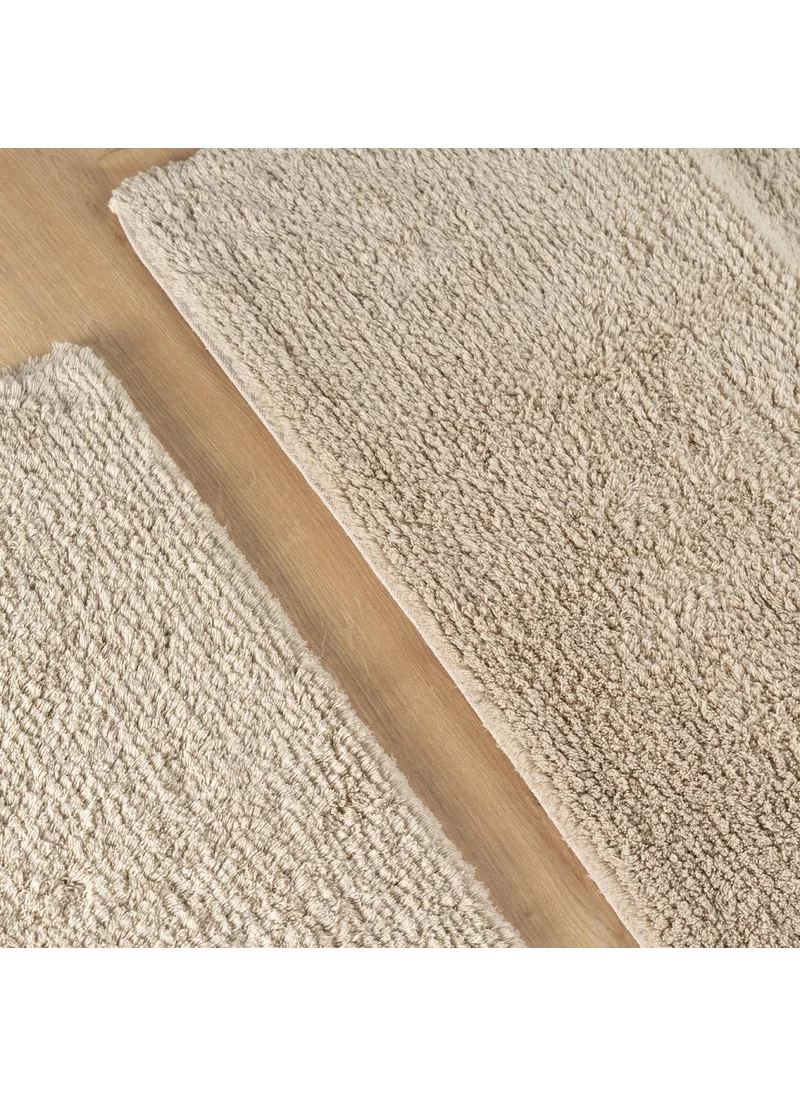 Soley | Monolo | Natural Cotton 2-Piece Bathroom Rug Set