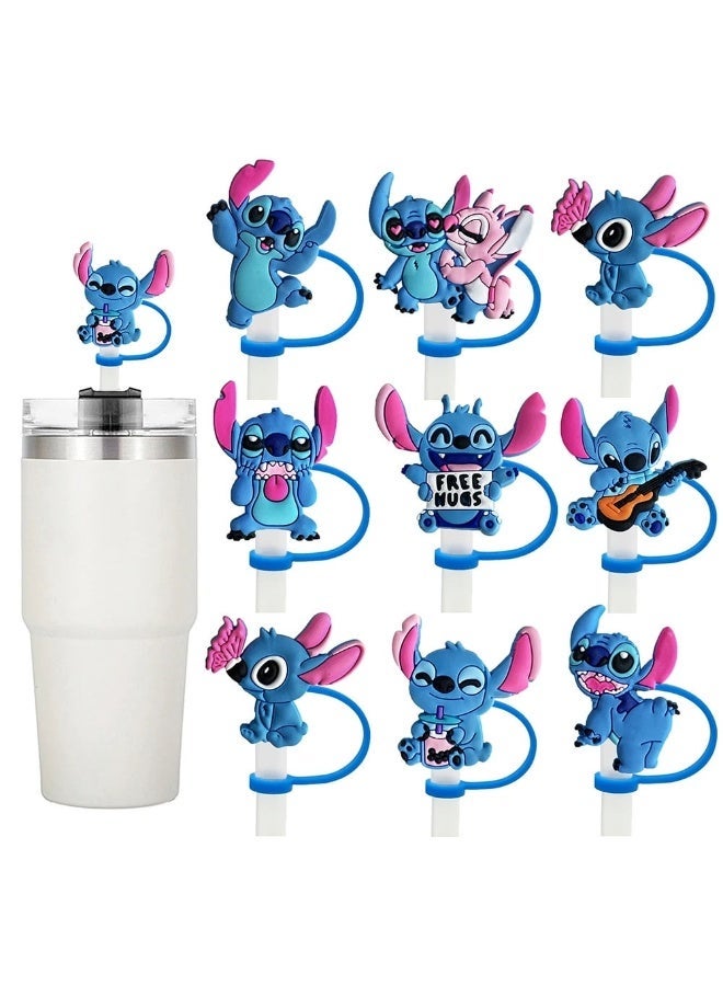 Reusable Cartoon Straw Cover Cap, Dustproof Splash-Proof Straw Plug for Cups, Fun Gift for Kids & Adults 9Pcs - Image 1