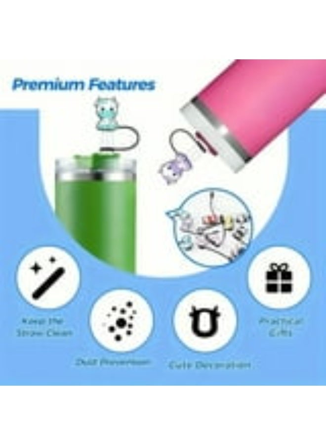 Reusable Cartoon Straw Cover Cap, Dustproof Splash-Proof Straw Plug for Cups, Fun Gift for Kids & Adults 9Pcs - Image 2