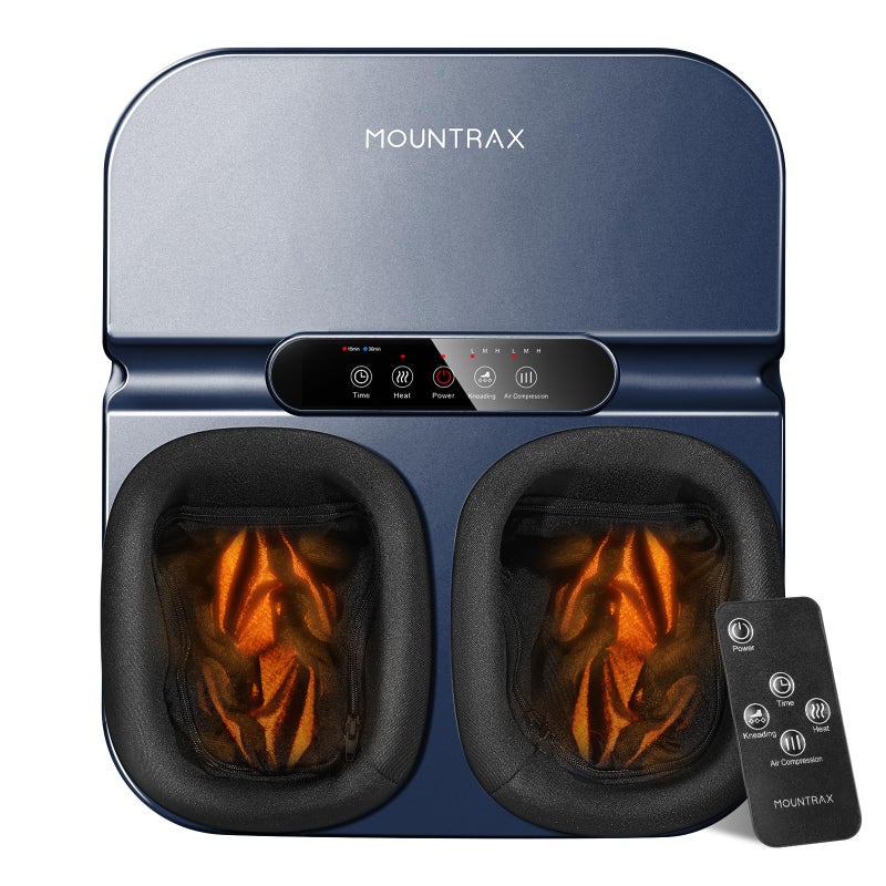 MOUNTRAX Foot Massager Machine with Heat, Gifts for Women Men, Shiatsu Foot Massager with Remote Control, Deep Kneading and Soothing Heat, Fits Feet Up to Men Size 12 (Blue) - Image 1