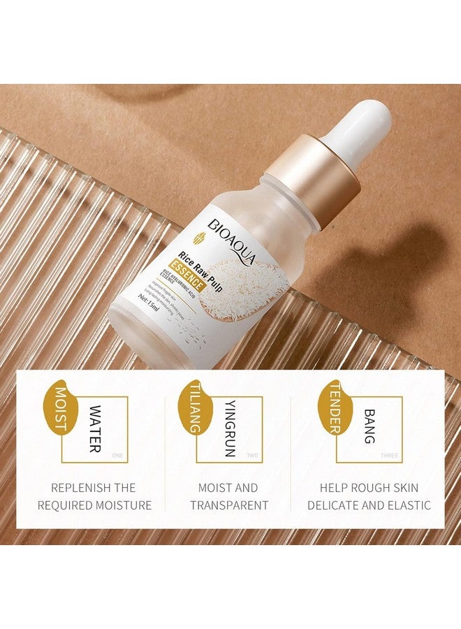 بيو أكوا خلاصة الأرز الخام للوجه بحمض الهيالورونيك لتقليص المسام وتنعيم مصل الوجه المرطب للبشرة 15 مل (زجاجة واحدة، 0.5 أونصة سائلة) - Image 1