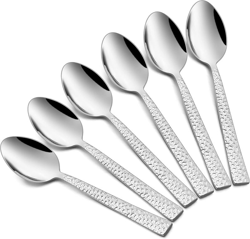 HaWare Hammered 12-Pieces Teaspoons, Stainless Steel 6.7 Small Spoons, Classic Elegant Design, Mirror Polished, Dishwasher Safe - Image 1
