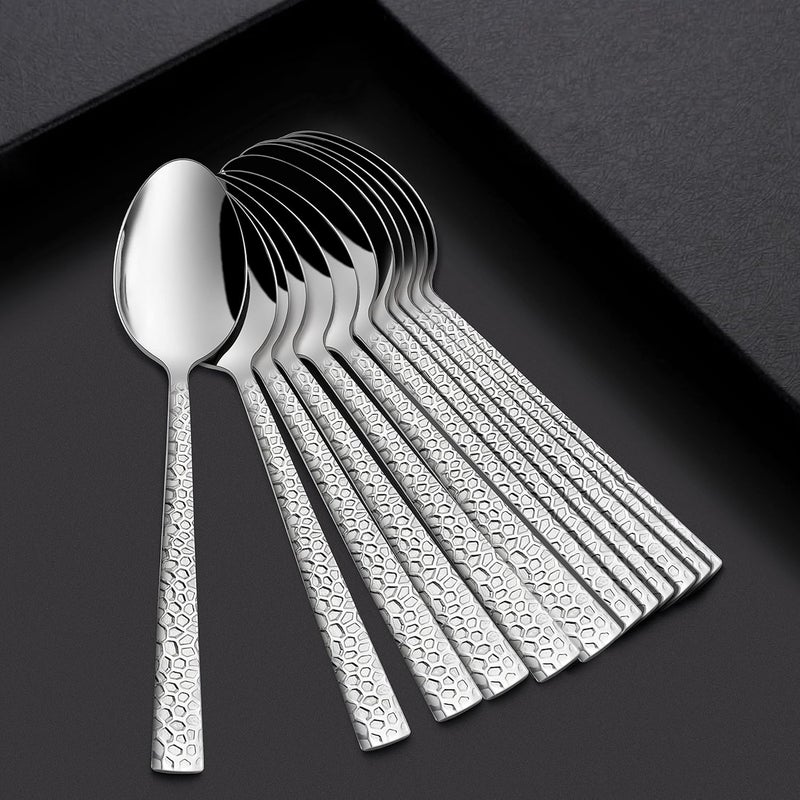 HaWare Hammered 12-Pieces Teaspoons, Stainless Steel 6.7 Small Spoons, Classic Elegant Design, Mirror Polished, Dishwasher Safe - Image 4