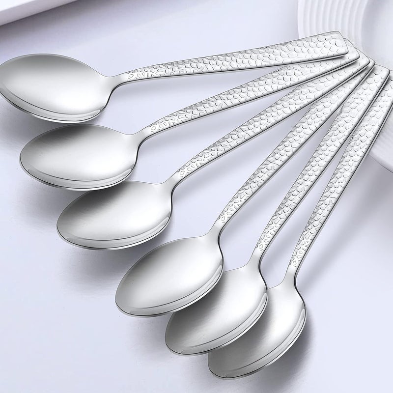 HaWare Hammered 12-Pieces Teaspoons, Stainless Steel 6.7 Small Spoons, Classic Elegant Design, Mirror Polished, Dishwasher Safe - Image 5