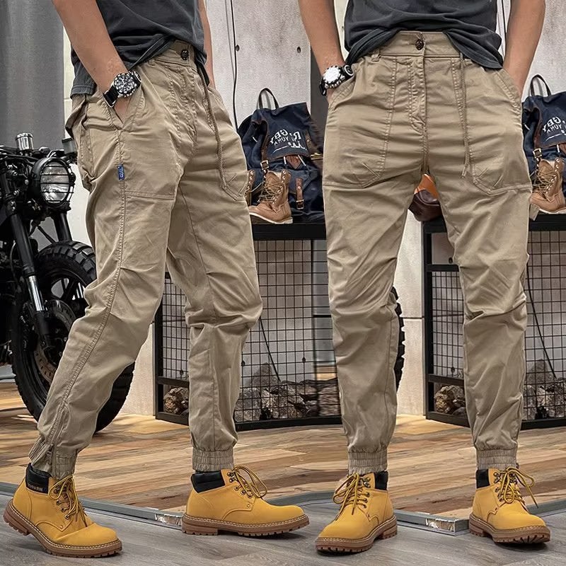 2023 Retro American Work Pants Mens Summer Lightweight Outdoor Casual Large Size Khaki  - Image 1