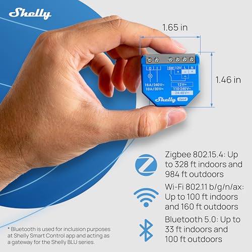 Shelly 1 Gen4 | Wi-Fi, Zigbee & Matter Smart Relay Switch with Dry Contacts, 1-Channel 16A | Home Automation | Alexa, SmartThings, Google Home, Apple HomeKit Compatible | Garage Door Opener (4 Pack) - Image 2
