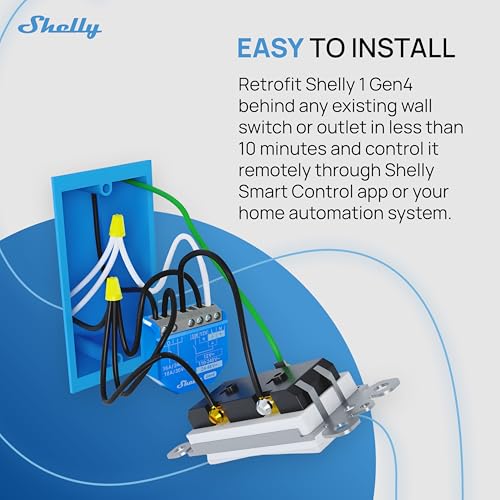 Shelly 1 Gen4 | Wi-Fi, Zigbee & Matter Smart Relay Switch with Dry Contacts, 1-Channel 16A | Home Automation | Alexa, SmartThings, Google Home, Apple HomeKit Compatible | Garage Door Opener (4 Pack) - Image 3