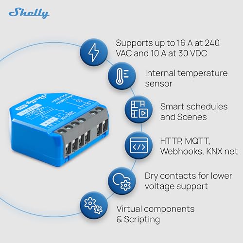 Shelly 1 Gen4 | Wi-Fi, Zigbee & Matter Smart Relay Switch with Dry Contacts, 1-Channel 16A | Home Automation | Alexa, SmartThings, Google Home, Apple HomeKit Compatible | Garage Door Opener (4 Pack) - Image 5