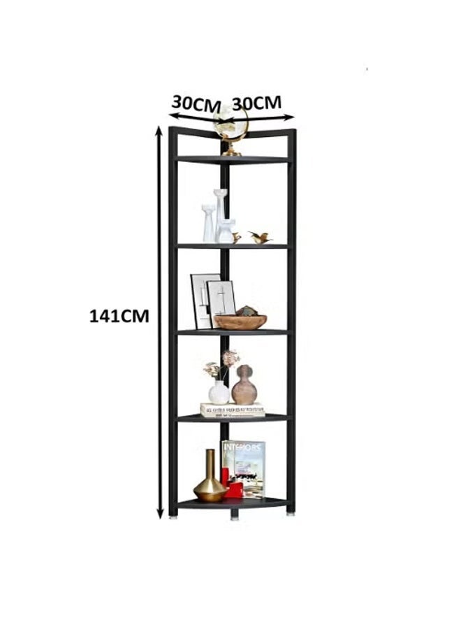 5 Tier Metal Kitchen Storage Rack, Rust Resistant Free Standing Pot Pan Rack Organizer, Space Saving Storage Shelf Display Stand for Bathroom Bedroom Living Room Small Apartment (JXS30-Black) - Image 2