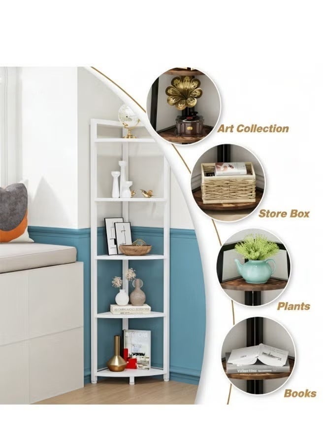 5 Tier Metal Kitchen Storage Rack, Rust Resistant Free Standing Pot Pan Rack Organizer, Space Saving Storage Shelf Display Stand for Bathroom Bedroom Living Room Small Apartment (JXS30-Black) - Image 4