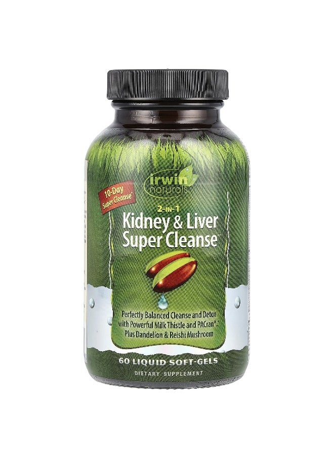 Irwin Naturals Irwin Naturals, 2-In-1 Kidney & Liver Super Cleanse™, 60 Liquid Soft-Gels  - Image 1