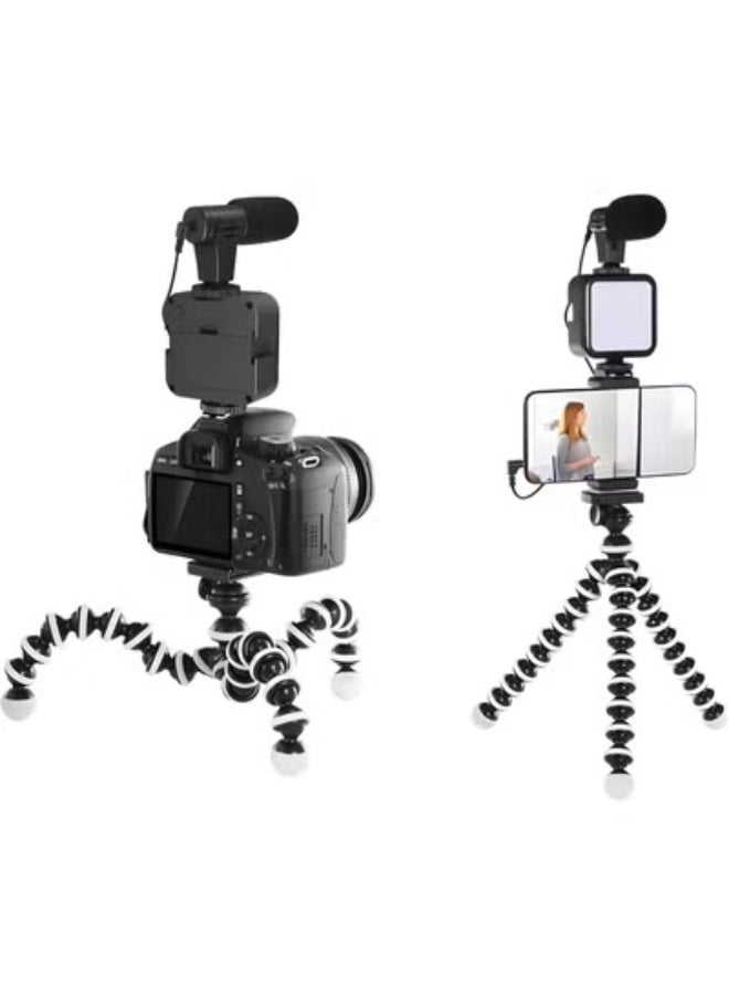 7W Photography Phone Stand – Tripod with Microphone, LED Light & Remote Control, Up to 3 Hours Battery Life - Image 4