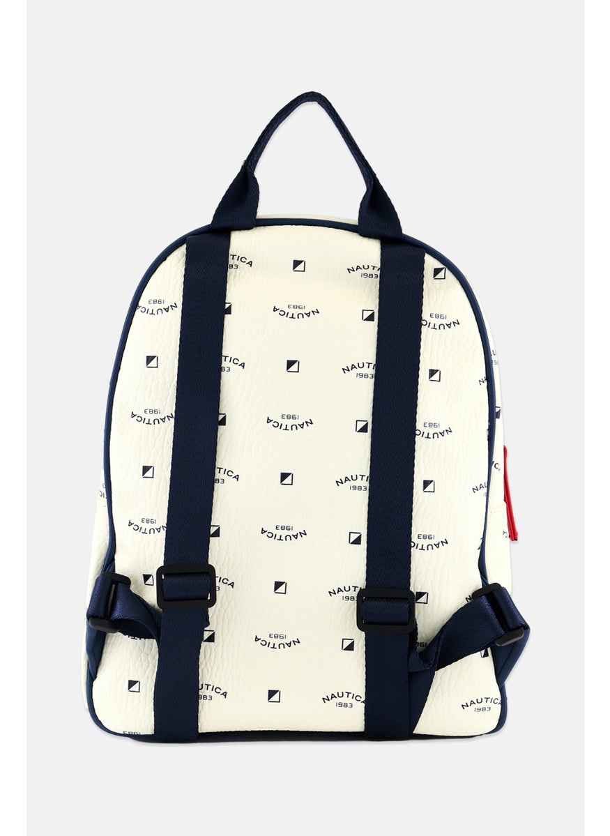 NAUTICA Women Brand Logo Backpack 30 H x 25 L x 10 W cm, Off White Combo  - Image 2