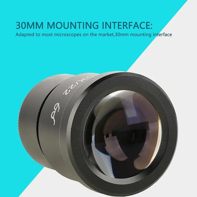 قطعتان 10X عدسة عينية واسعة الزاوية للميكروسكوب البيولوجي من سبيكة الألومنيوم، نقطة العين 22 مم، تركيب 30 مم - Image 3