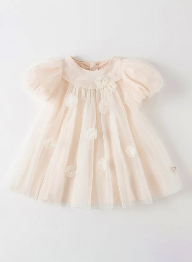 ديف اند بيلا فستان تول كريمي مزين بالزهور