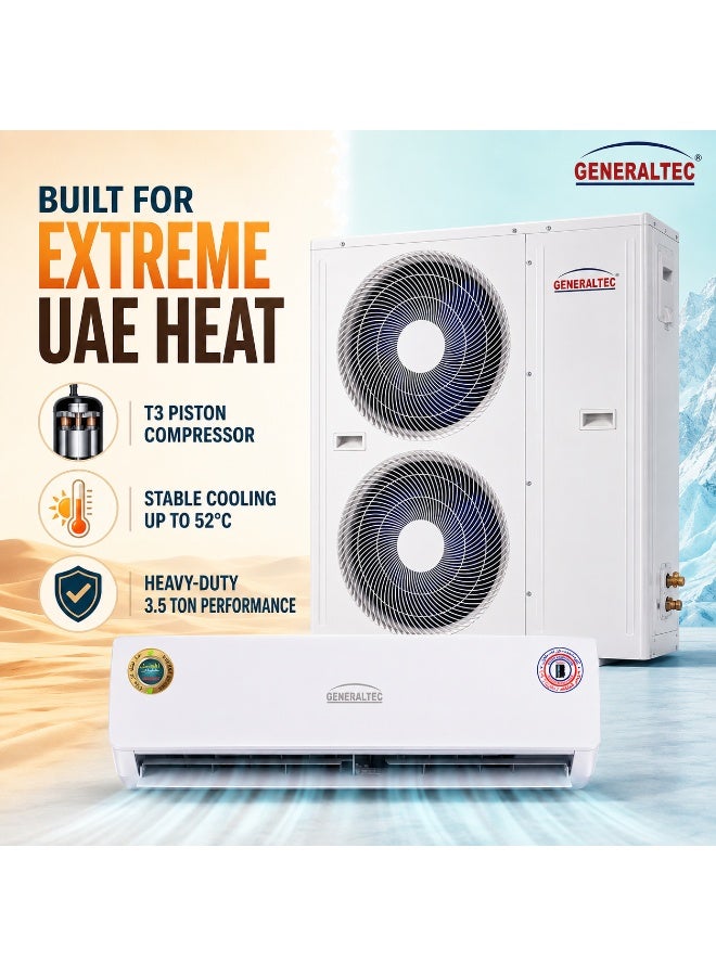 GENERALTEC 3.5 Ton Split AC GSAC44P15 | T3 Piston Compressor | R410A | Turbo Fast Cooling | 4-Way Swing | Golden Fin | Energy Efficient | Low Noise | 1 Year Full + 5 Year Compressor Warranty UAE 3122 W GSAC44P15 White - Image 5