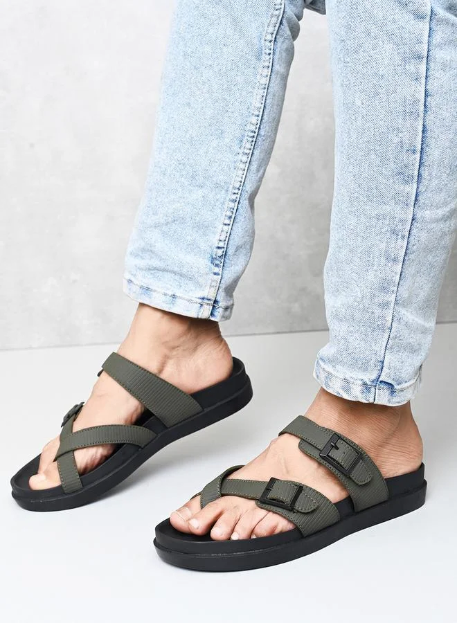 Styli Styli Open Toe Buckle Detail Sandals