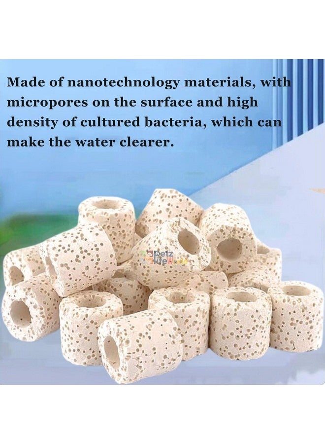 وسائط فلتر حوض السمك 250 جرام، حلقة سيراميكية نصف بيضاء عالية المسامية مع حقيبة شبكية مجانية، مناسبة للمياه العذبة والمياه المالحة من Petzlifeworld - Image 3