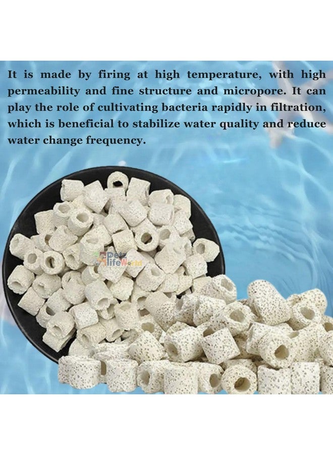 وسائط فلتر حوض السمك 250 جرام، حلقة سيراميكية نصف بيضاء عالية المسامية مع حقيبة شبكية مجانية، مناسبة للمياه العذبة والمياه المالحة من Petzlifeworld - Image 4
