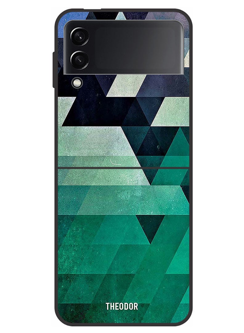 Theodor Protective Case Cover For Samsung Galaxy Z Flip 3 5G    Triangle Seacolor Pattern - Image 1