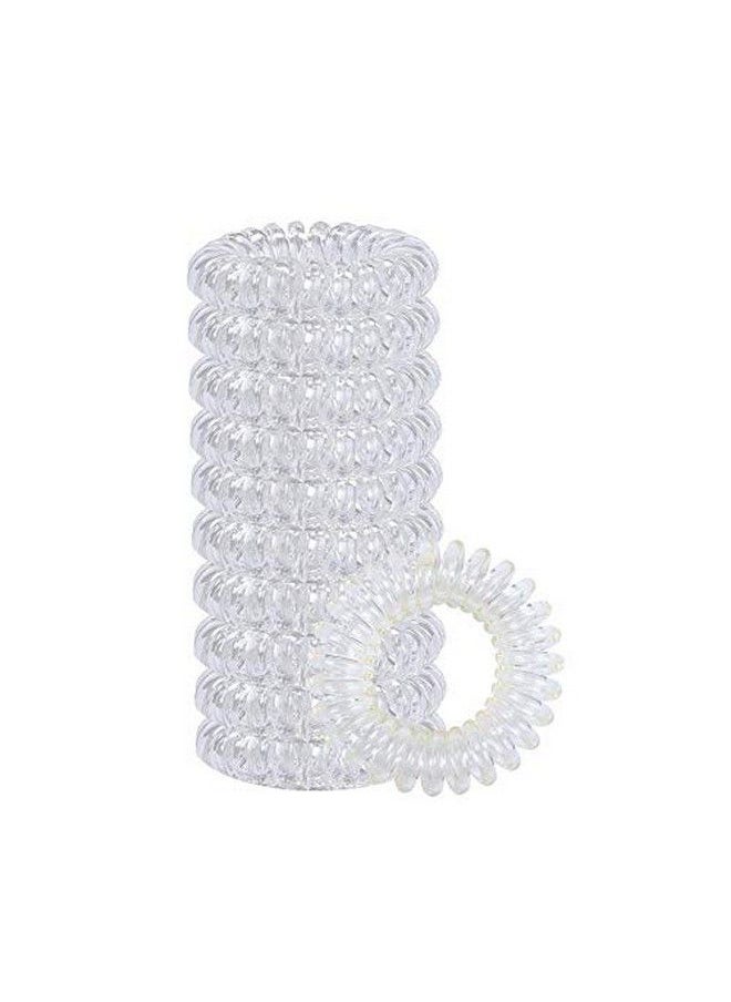 Queenland 20Pcs Transparent Spiral Hair Ties No Crease Hair Coils Elastic Ponytail Holders Spiral Phone Cord Hair Ties Hair Bands Hair Accessory For Women Girls  - Image 1