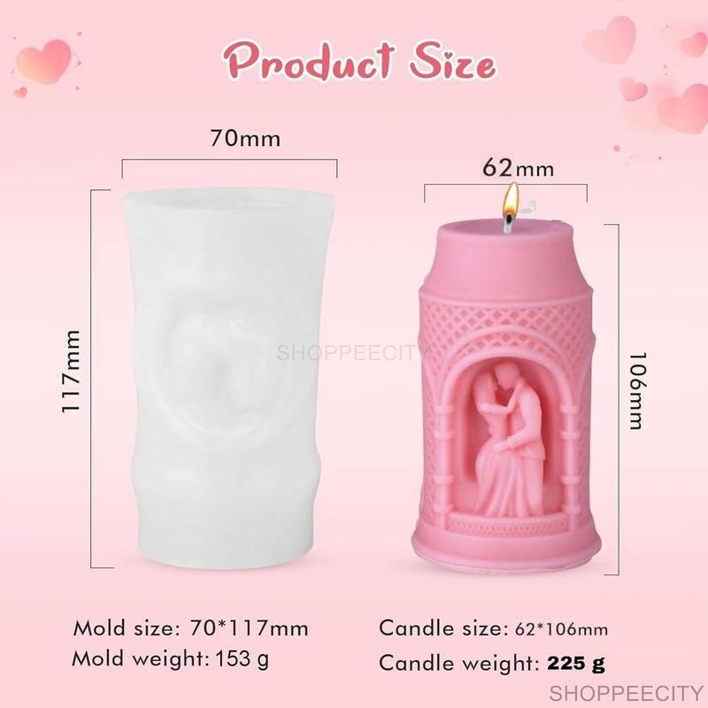 Shoppeecity 3D Love Couple Silicone Candle Mold Couple Column Candle Mould Couple Bride and Groom Statue Roman Column Pillar Lovers Embrace Resin Mold Wedding Couple Mold For DIY Handmade Chocolate Dessert Soap Cake Resin Art Craft Making Valentines Day A - Image 4