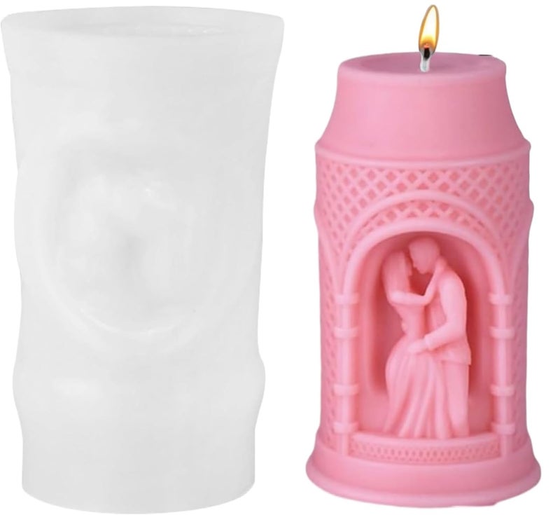 Shoppeecity 3D Love Couple Silicone Candle Mold Couple Column Candle Mould Couple Bride and Groom Statue Roman Column Pillar Lovers Embrace Resin Mold Wedding Couple Mold For DIY Handmade Chocolate Dessert Soap Cake Resin Art Craft Making Valentines Day A - Image 1