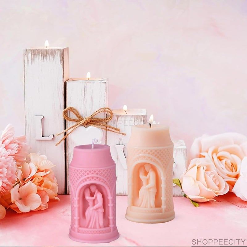 Shoppeecity 3D Love Couple Silicone Candle Mold Couple Column Candle Mould Couple Bride and Groom Statue Roman Column Pillar Lovers Embrace Resin Mold Wedding Couple Mold For DIY Handmade Chocolate Dessert Soap Cake Resin Art Craft Making Valentines Day A - Image 5