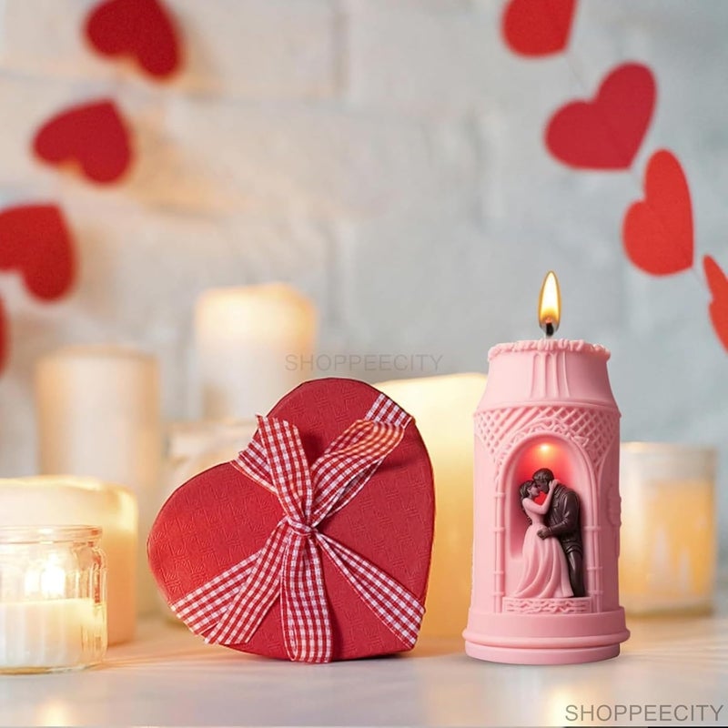 Shoppeecity 3D Love Couple Silicone Candle Mold Couple Column Candle Mould Couple Bride and Groom Statue Roman Column Pillar Lovers Embrace Resin Mold Wedding Couple Mold For DIY Handmade Chocolate Dessert Soap Cake Resin Art Craft Making Valentines Day A - Image 3