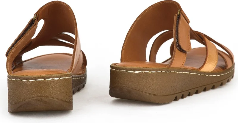 Ziya , Women's Genuine Leather Slippers 1411008Z012 Tan