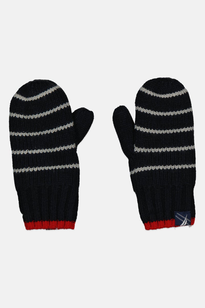 NAUTICA Kids Girl 1 Pair Stripe Gloves, Navy  - Image 1