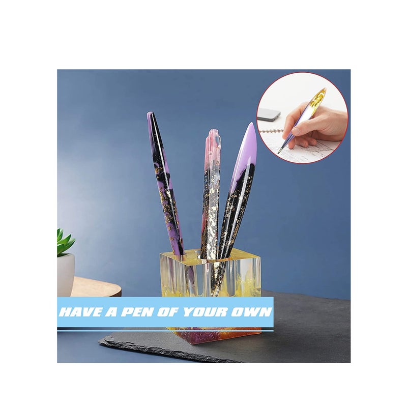 SOLARAE 3 Pieces Pen Shape Resin Mold Ballpoint Pen Silicone Molds Epoxy Resin Molds Resin Casting Molds with 75 Pieces Ballpoint Refill Pens for DIY Resin Crafts Making - Image 5