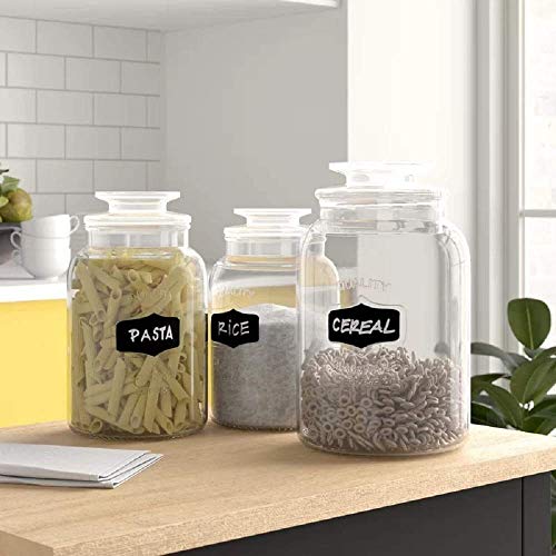 ZEPOLI - Glass Jars with Chalkboard Labels | Airtight | Kitchen Container Set | Kitchen Accessories Storage Big Jar and Containers | Transparent Bottles | Bpa Free (1500 ML SET OF 4) - Image 2