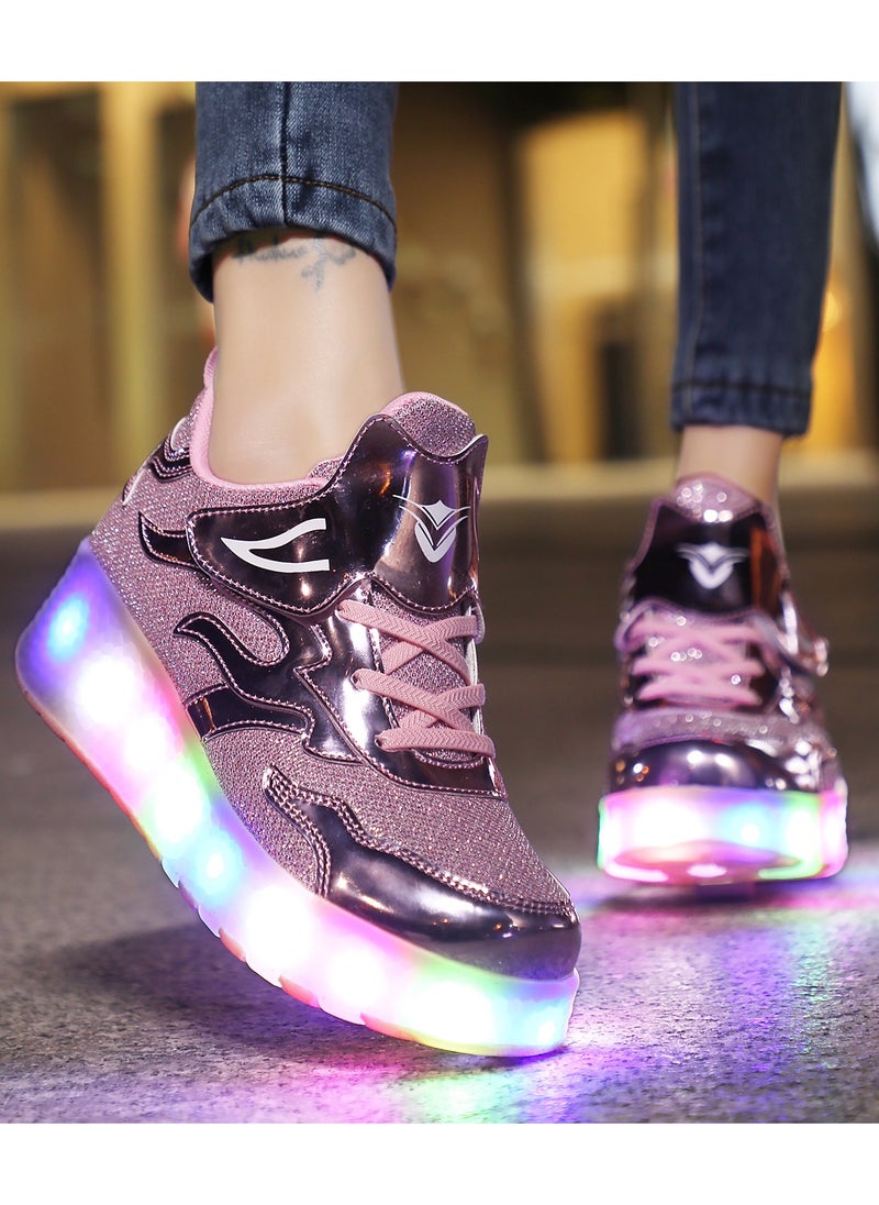 LITTLE ROCKZ LED Flash Light Fashion Shiny Sneaker Skate Heelys Shoes With Wheels And Lightning Sole  - Image 2
