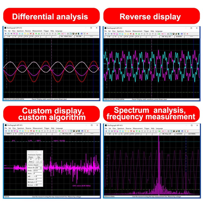 USB Oscilloscope 150kHz Sampling Rate Portable Virtual Oscilloscope Synchronous Display - Image 3