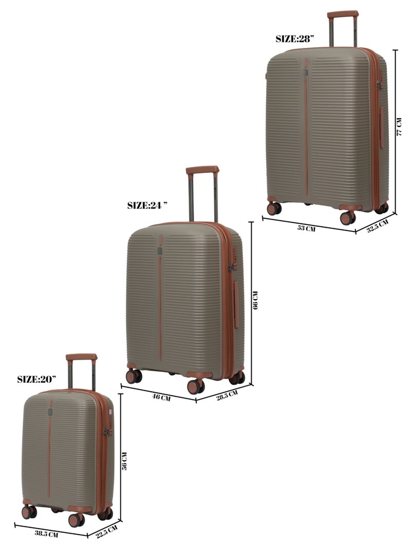 President PP  3-piece luggage set High-quality Travel bag ( S,M,L) spinner wheels, Model -97980 ( CHAMPANGNE ) - Image 5