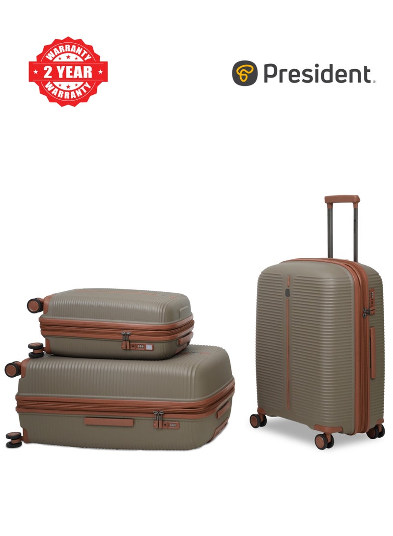 President PP  3-piece luggage set High-quality Travel bag ( S,M,L) spinner wheels, Model -97980 ( CHAMPANGNE ) - Image 1