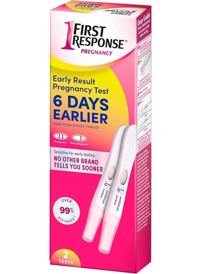 FIRST RESPONSE First Response Early Result Pregnancy Test – Pack of 2 Tests – 99% Accurate Home Urine Test – Detects Pregnancy up to 6 Days Before Missed Period – Fast Results in 3 Mins – Clear Pink Line Display  - Image 2