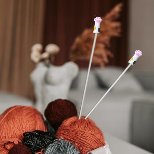 SPANSEE 6 PCS Stitch Stoppers for Small Knitting Needles, Knitting Accessories fit Sizes US 2.5-11 (3mm-8mm) Needles, Knitting Point Protectors, Knitting Needle Caps, Cat Paw Knitting Needle Stoppers - Image 5
